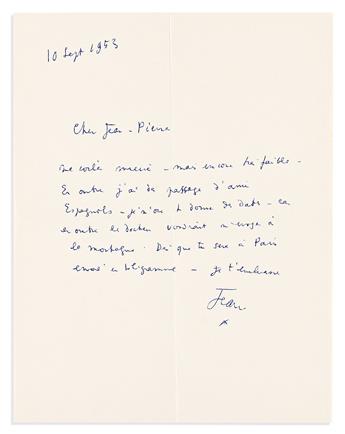 JEAN COCTEAU (1889-1963) Group of three Autograph Letters Signed, Jean / [Star], to Cher Jean-Pierre,